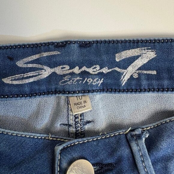 Seven7 High Rise Ankle Skinny Jeans | Size 10 | Embroidered 7 Back Pockets - Picture 10 of 12